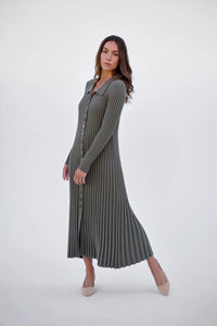 Maxted - Button Down Dress in Army Green