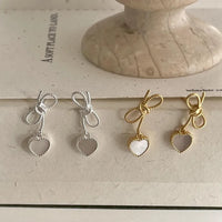 Heart Shape Bow Knot Drop Earrings