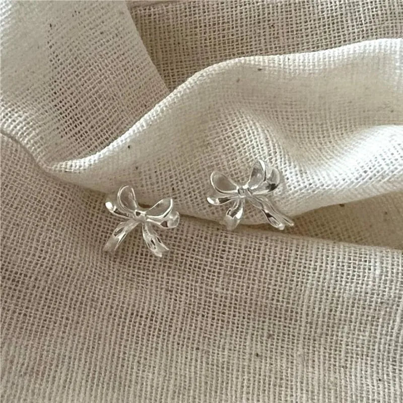 Sterling Silver Bow Knot Ear Studs
