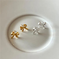 Sterling Silver Bow Knot Ear Studs