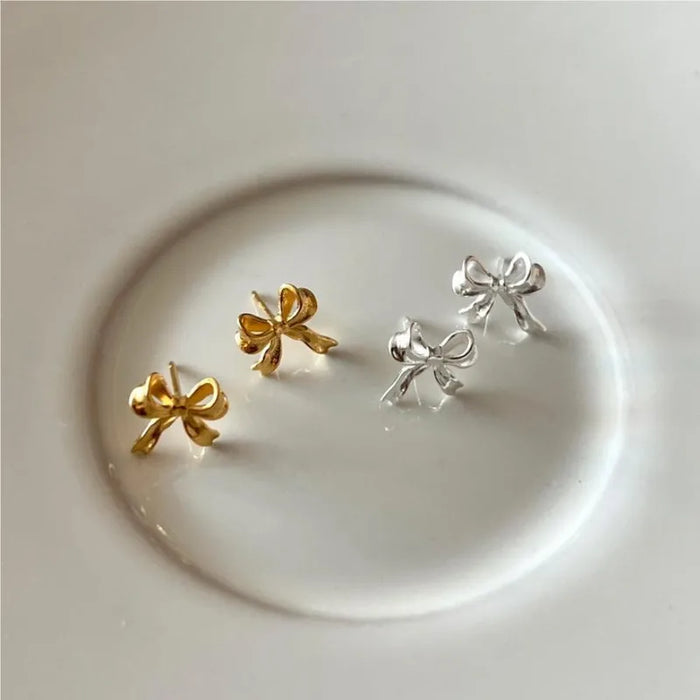 Sterling Silver Bow Knot Ear Studs