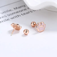 Lovable Paw Print Dome Earrings Stud