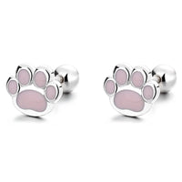 Lovable Paw Print Dome Earrings Stud