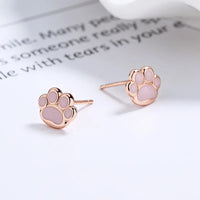 Lovable Paw Print Dome Earrings Stud