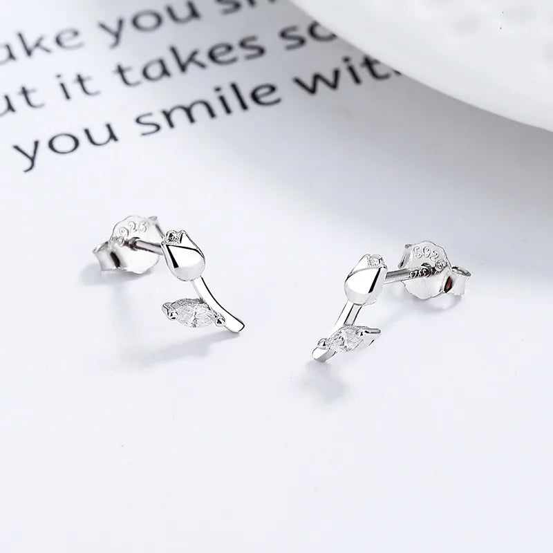 Tulip Rhinestone Stud Earring