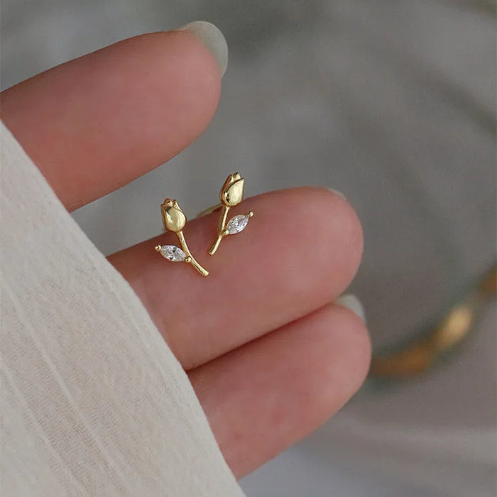 Tulip Rhinestone Stud Earring