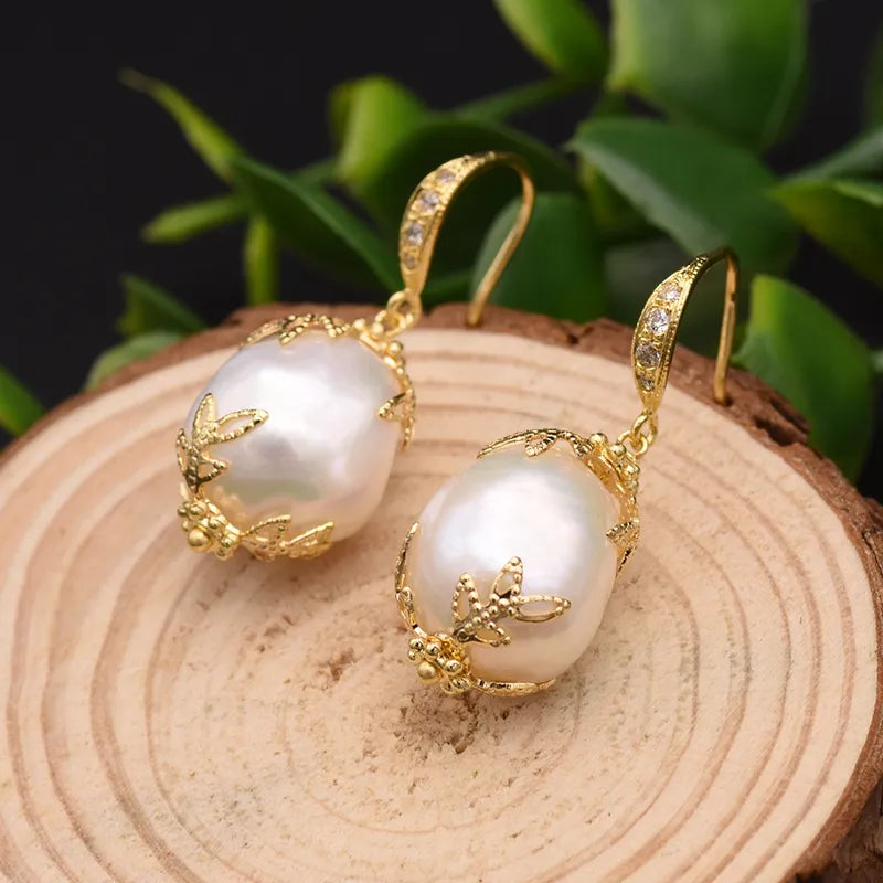 Pearl & Freshwater Pearl Hook Earrings (Copper Hook)