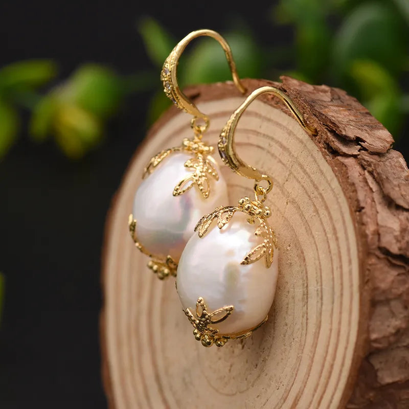 Pearl & Freshwater Pearl Hook Earrings (Copper Hook)