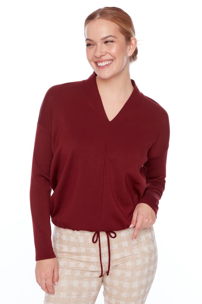 UP - Butter V-Neck Draw String Top