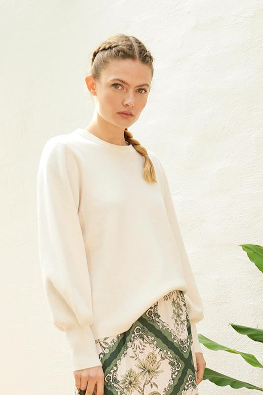 The Dreamer Label -  Daisy Knit Sweater White