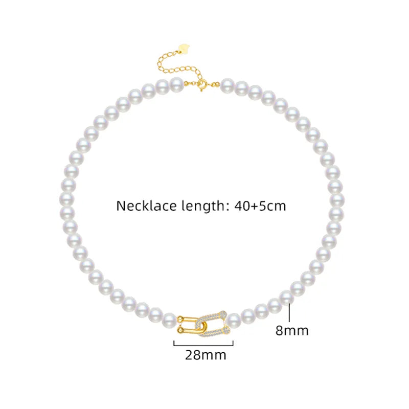 Pearl Beaded Necklace 925 silver & 18k Gold