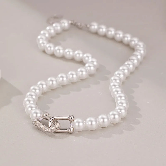 Pearl Beaded Necklace 925 silver & 18k Gold