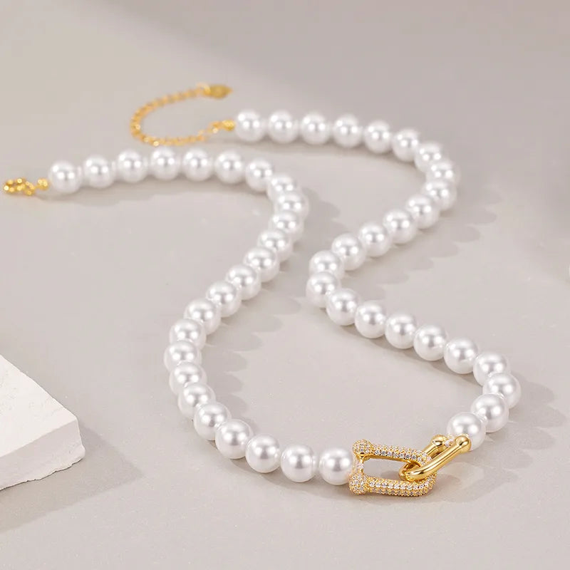 Pearl Beaded Necklace 925 silver & 18k Gold
