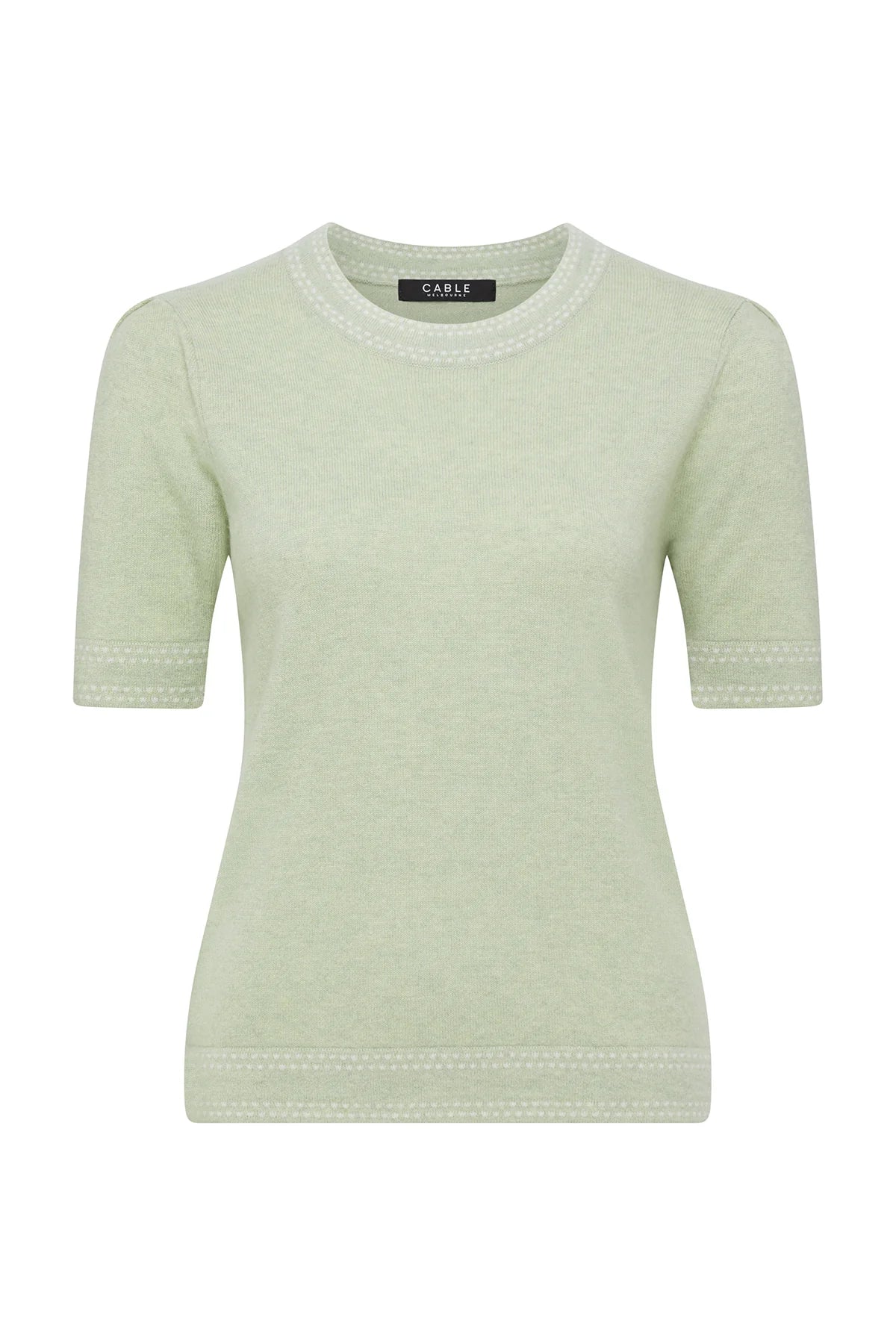 Cable - Cashwool Crew Tee - Pistachio Green