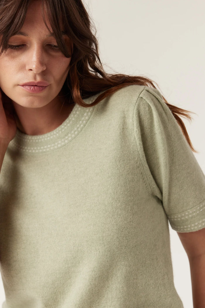Cable - Cashwool Crew Tee - Pistachio Green