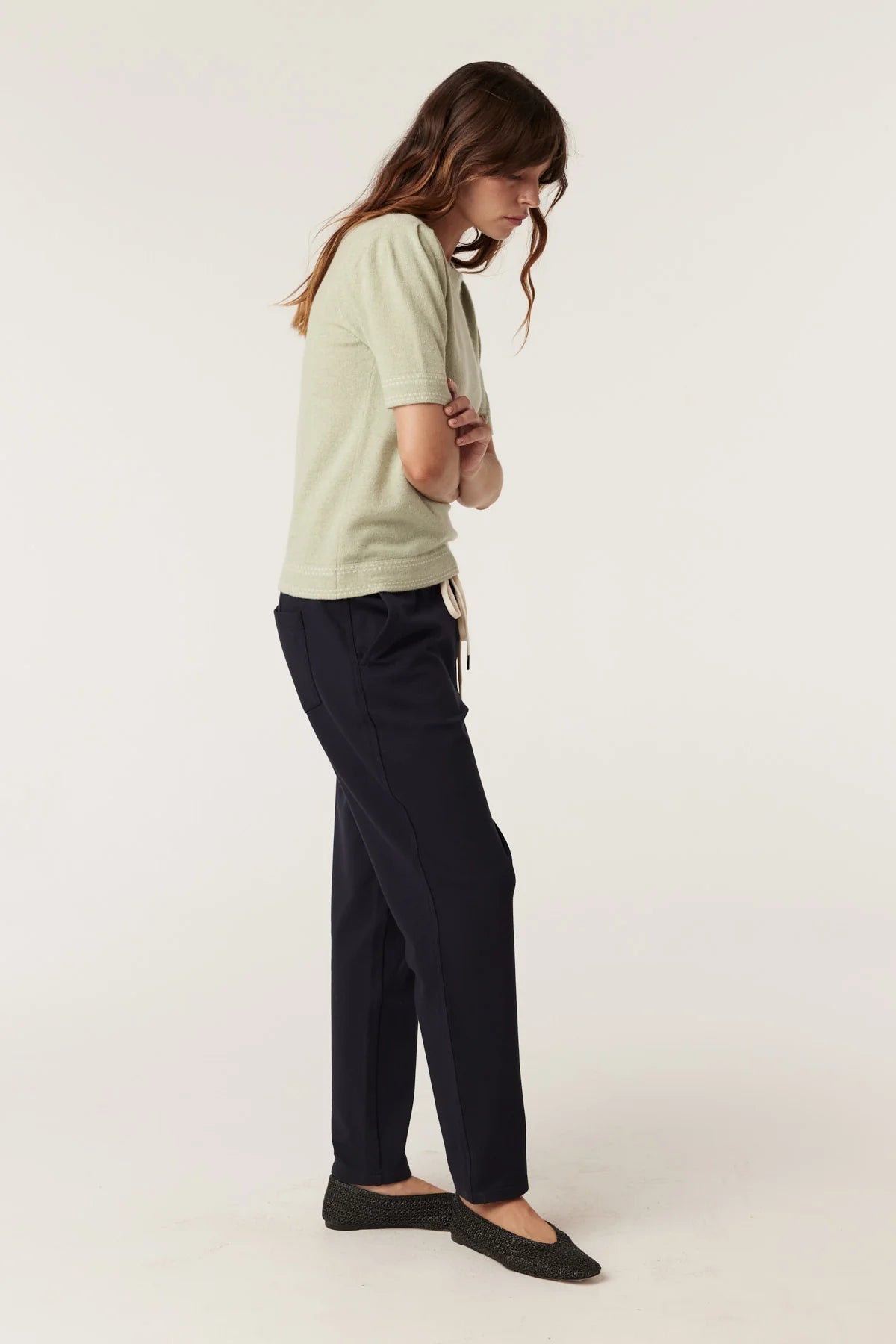 Cable - Cashwool Crew Tee - Pistachio Green