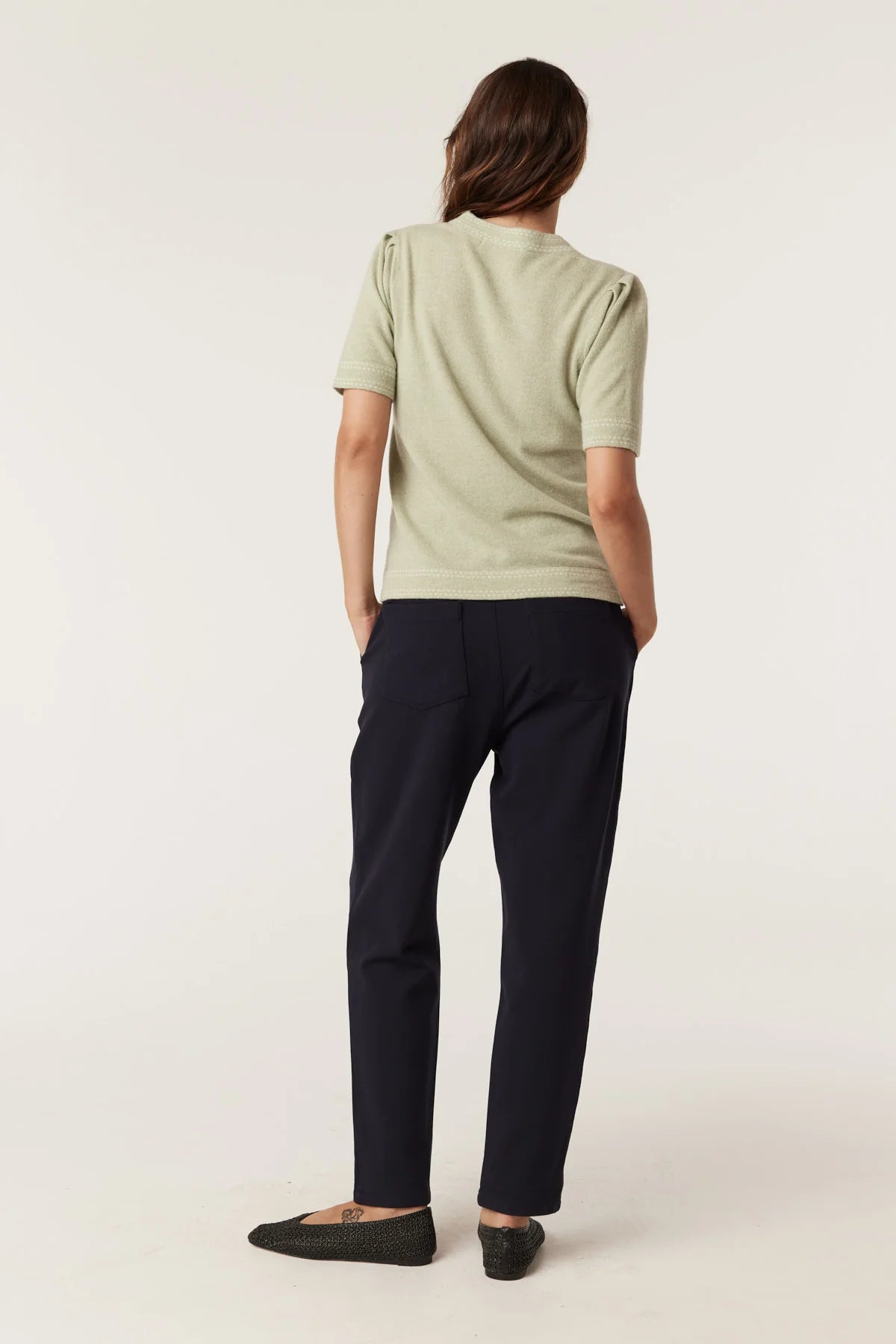 Cable - Cashwool Crew Tee - Pistachio Green