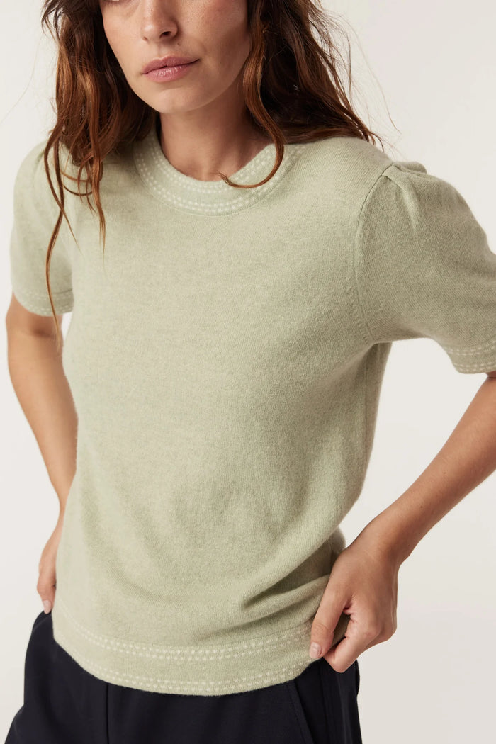 Cable - Cashwool Crew Tee - Pistachio Green