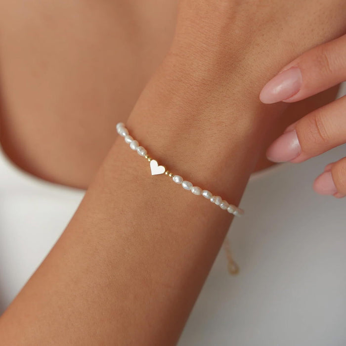 Beaded Bracelet - Pearl & Heart