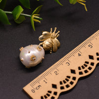 Bee Pearl & Zircon Earrings