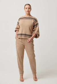 Once Was - Odessa Merino Wool Cotton Blend Jacquard Knit Top