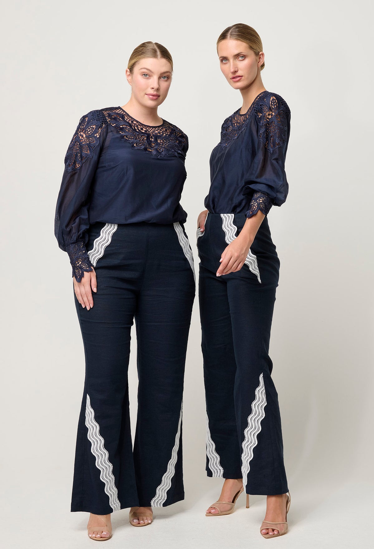 Once Was Mirador Cotton Silk Blouse in Navy