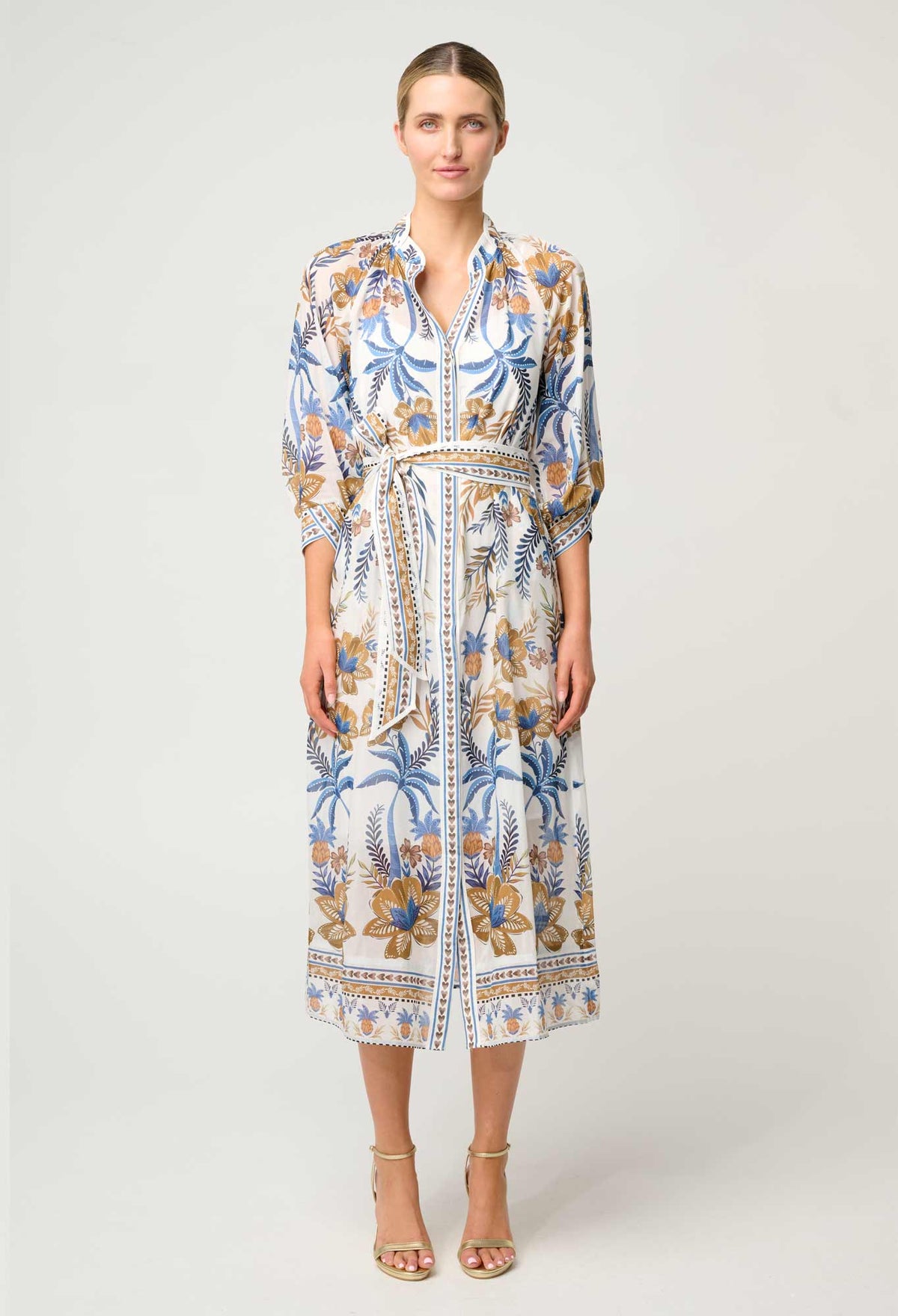 Once Was - Carmen Cotton Silk Maxi Dress in Golden Medina