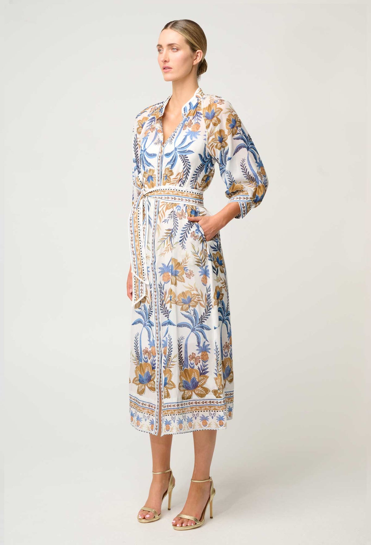 Once Was - Carmen Cotton Silk Maxi Dress in Golden Medina