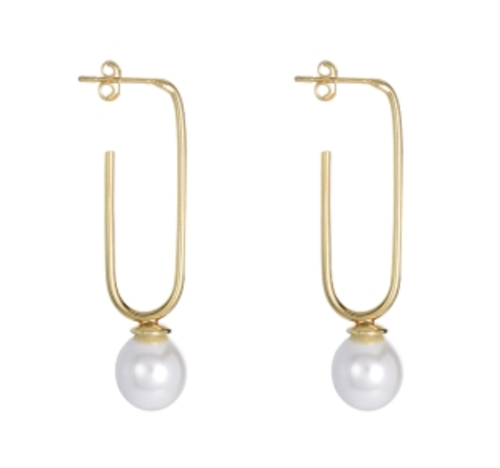 Gold Modern Pearl Drop Earrings – Zoe Clare Leura Village