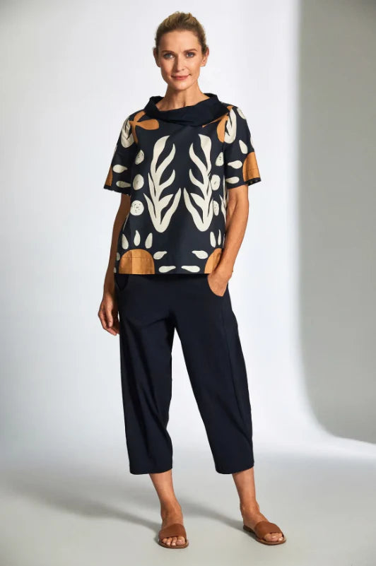 Peruzzi - Cotton Print Top - Navy