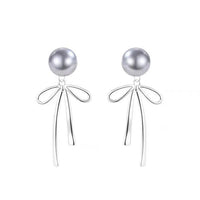 Sterling Silver Bow Pearl Earrings