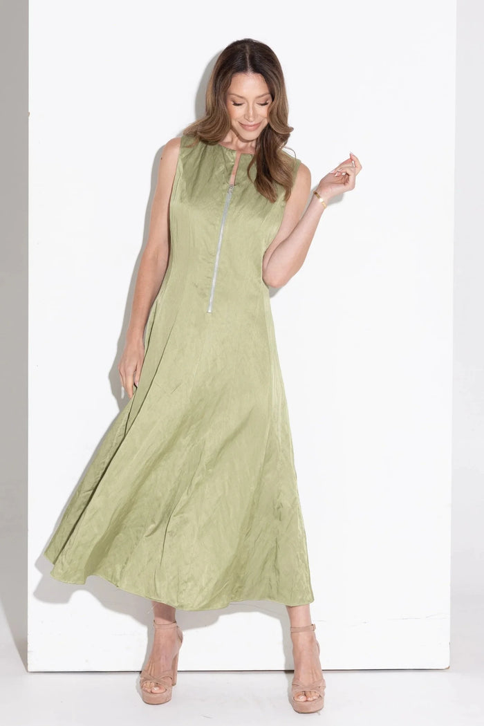 Kamare - Marissa Dress in Crushed Suiting - Sage