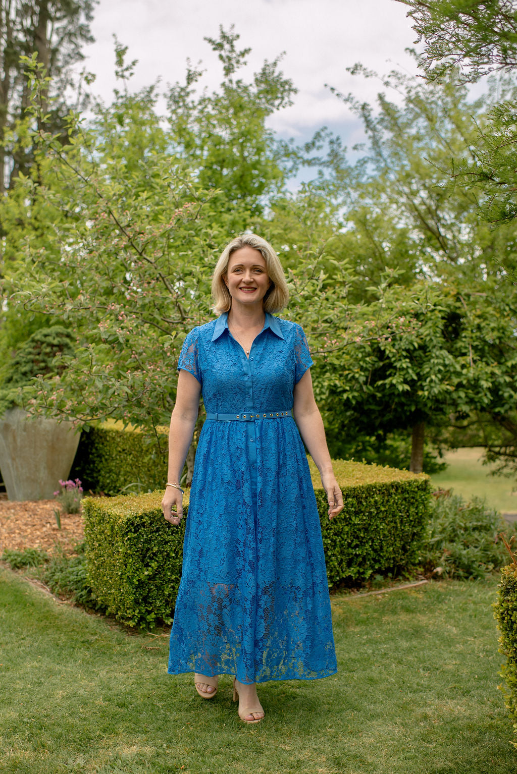 Alessandra - Heidi Lace Dress - Cornflower