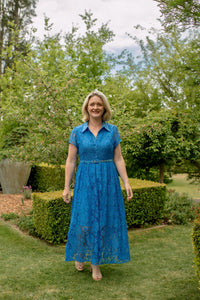 Alessandra - Heidi Lace Dress - Cornflower