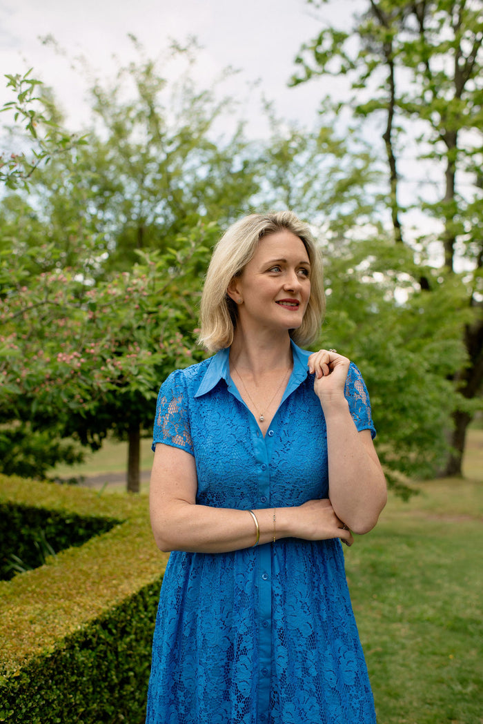 Alessandra - Heidi Lace Dress - Cornflower