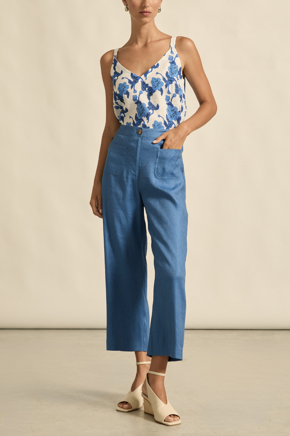 Zoe Kratzmann - Memo Top - Azure Bouquet Blue Print