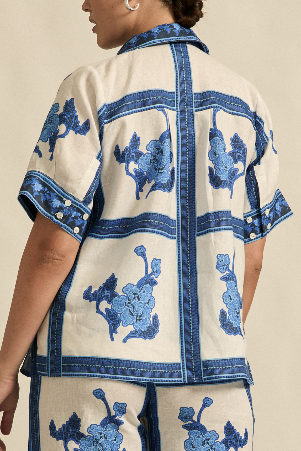 Zoe Kratzmann - Pixel Top - Azure Collage Blue Print