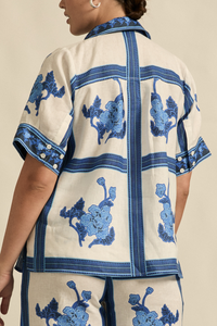 Zoe Kratzmann - Pixel Top - Azure Collage Blue Print