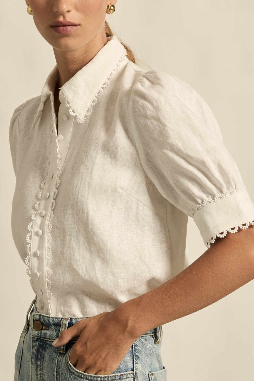 Zoe Kratzmann Tether Top in Porcelain White Linen