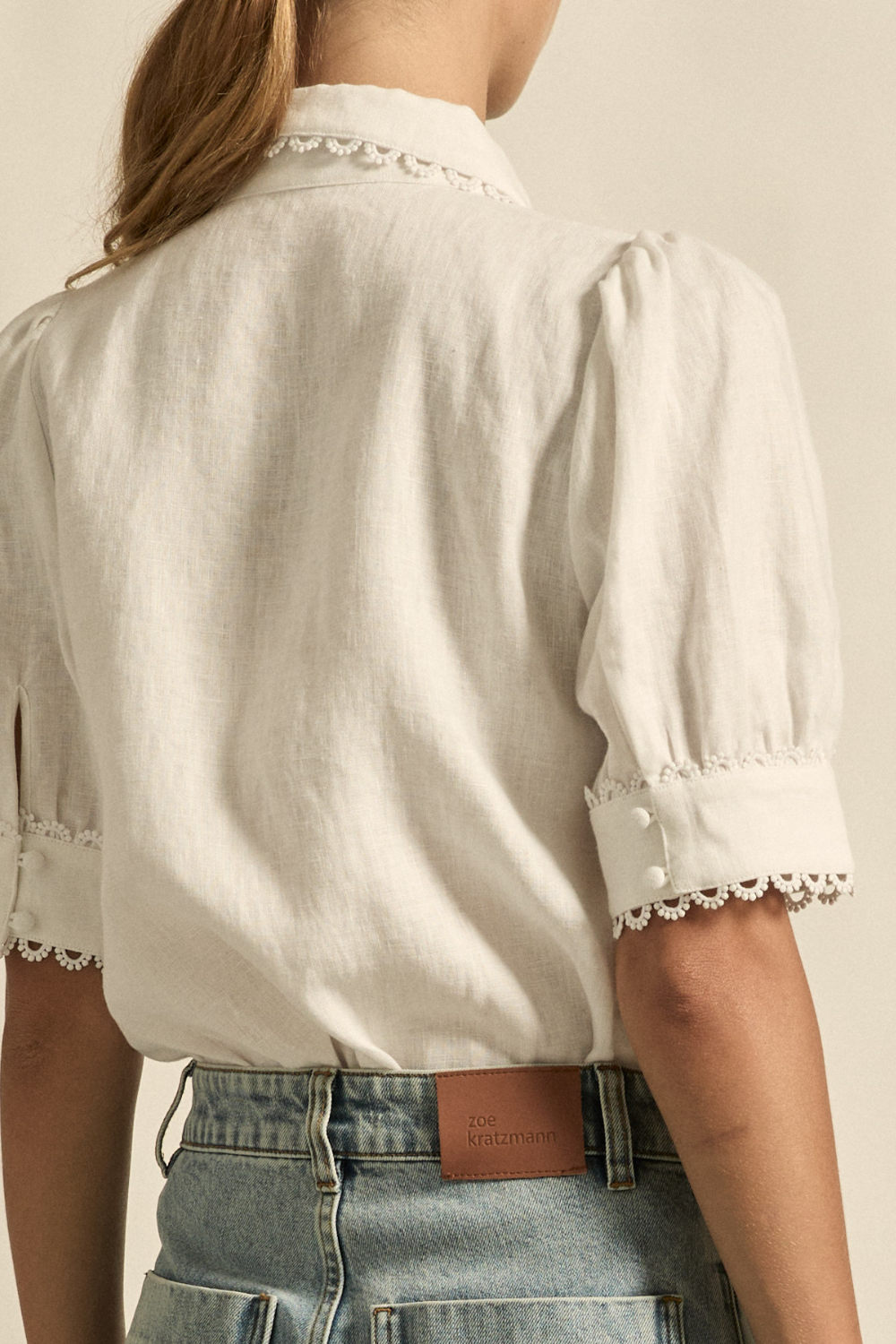 Zoe Kratzmann Tether Top in Porcelain White Linen