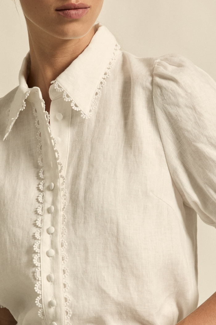 Zoe Kratzmann Tether Top in Porcelain White Linen