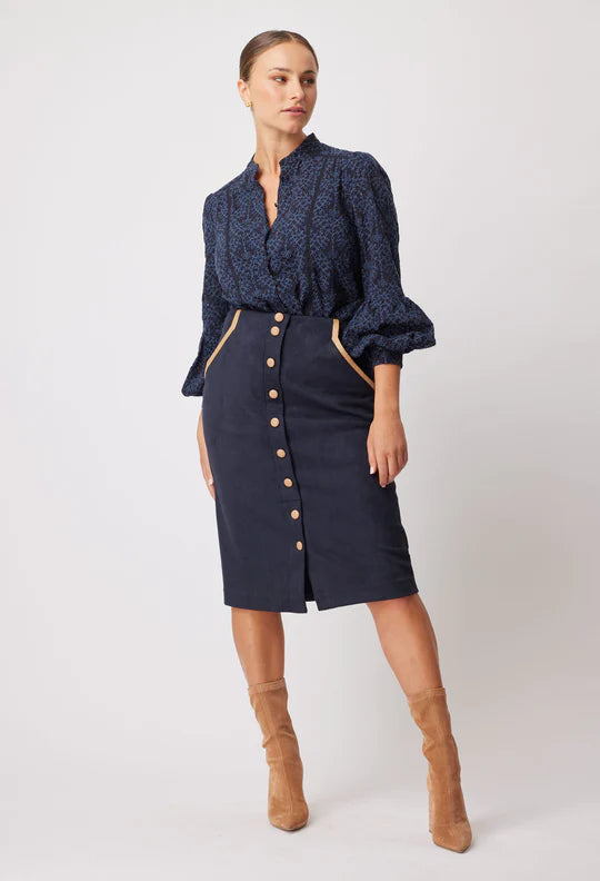 Faux suede discount skirt navy