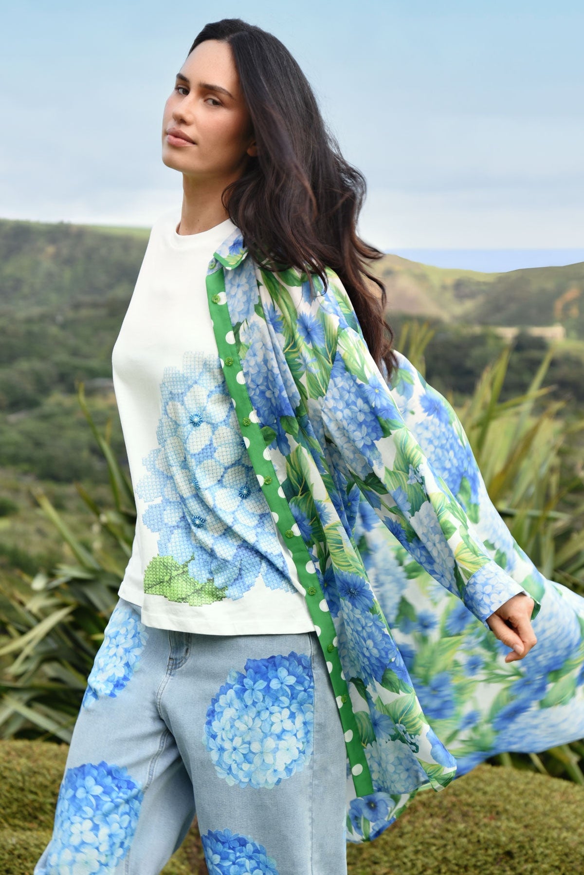 Curate Just Press Play Shirt Hydrangea - front