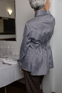 M.A. Dainty Keyes stripe shirt with exaggerated collar — detail