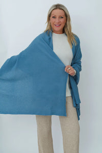 MerinoSnug - Mansfield Alpaca Wool Knitted Wrap - Australian Made in Blue