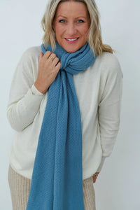 MerinoSnug - Mansfield Alpaca Wool Knitted Wrap - Australian Made in Blue