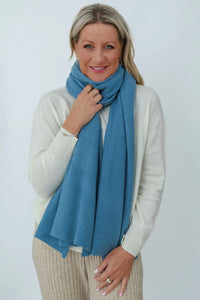 MerinoSnug - Mansfield Alpaca Wool Knitted Wrap - Australian Made in Blue