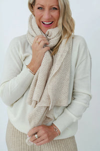 MerinoSnug - Mansfield Wool Knitted Wrap - Australian Made in Natural Beige
