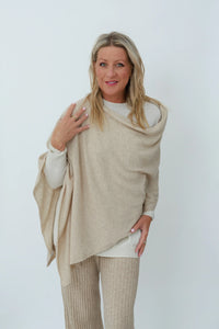 MerinoSnug - Mandy Poncho Alpaca Merino Wool Blend - Australian Made in Natural