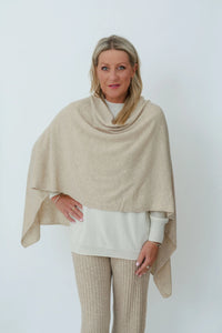 MerinoSnug - Mandy Poncho Alpaca Merino Wool Blend - Australian Made in Natural